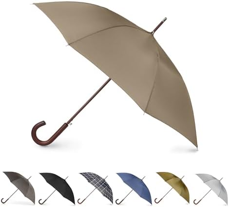 Amazon.com: ThreeH Bamboo Stick Umbrella Auto Open Solid Color